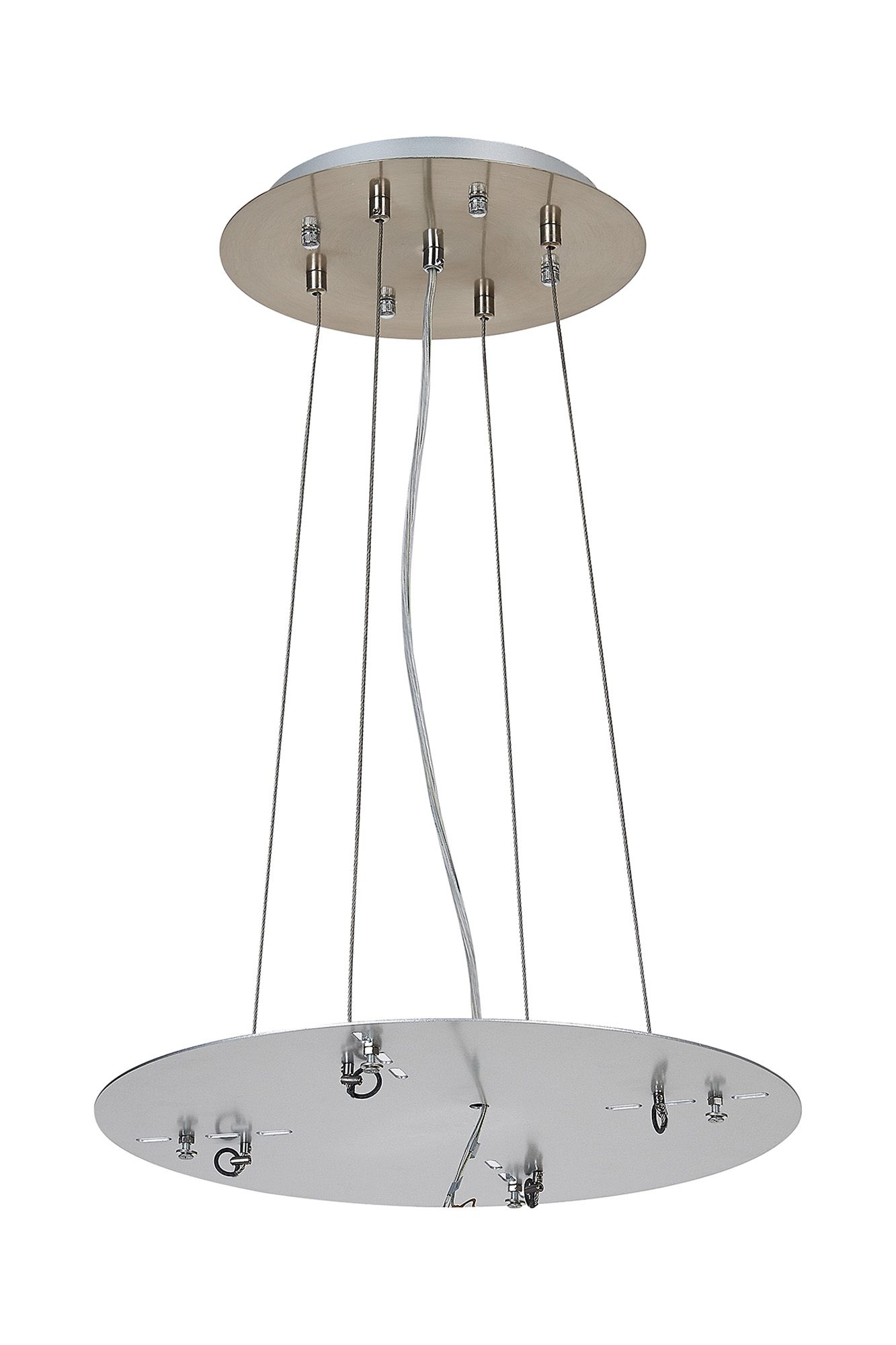 D0933SN/SI  Lowan 390mm, 3m Suspension Plate c/w Power Cable To Lower Flush Fittings, Satin Nickel/Silver Max Load 40kg (ONLY TESTED FOR OUR RANGE OF PRODUCTS)